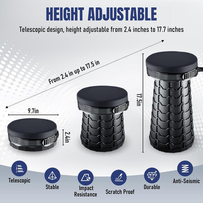 Upgraded Collapsible Stool with Cushion, Camping Stools for Outdoor Camping Travel Hiking Fishing