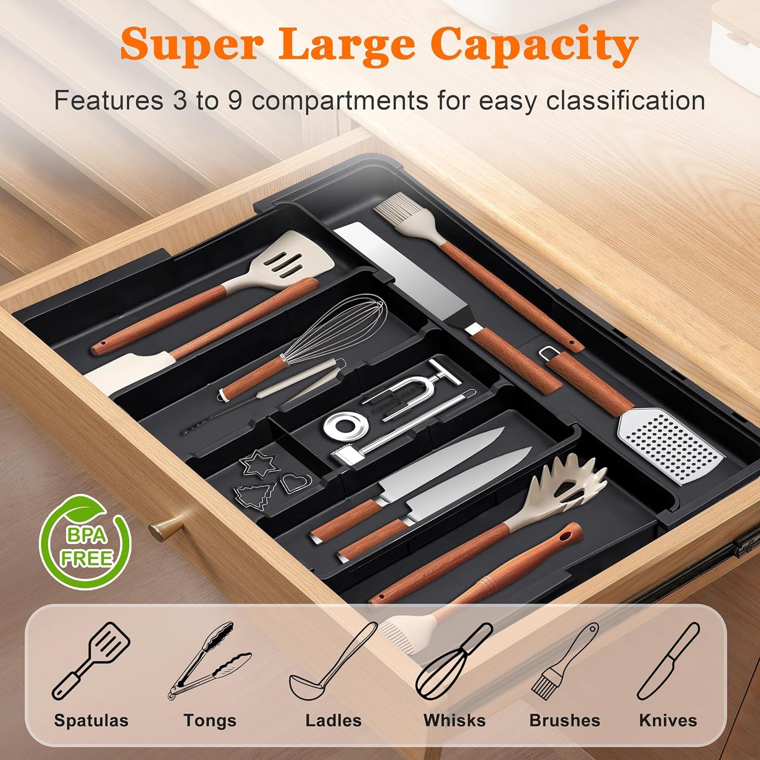 Expandable Kitchen Utensil Drawer Organizer
