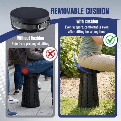 Upgraded Collapsible Stool with Cushion, Camping Stools for Outdoor Camping Travel Hiking Fishing