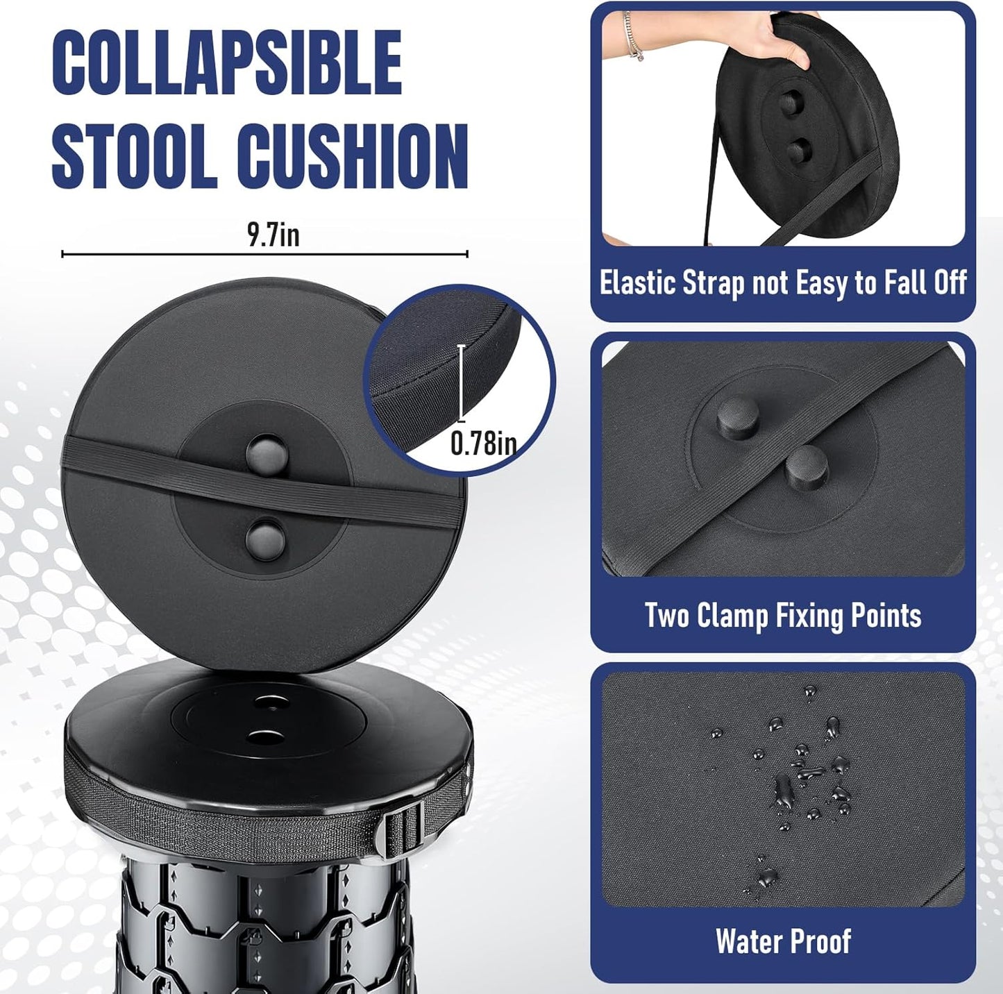Upgraded Collapsible Stool with Cushion, Camping Stools for Outdoor Camping Travel Hiking Fishing