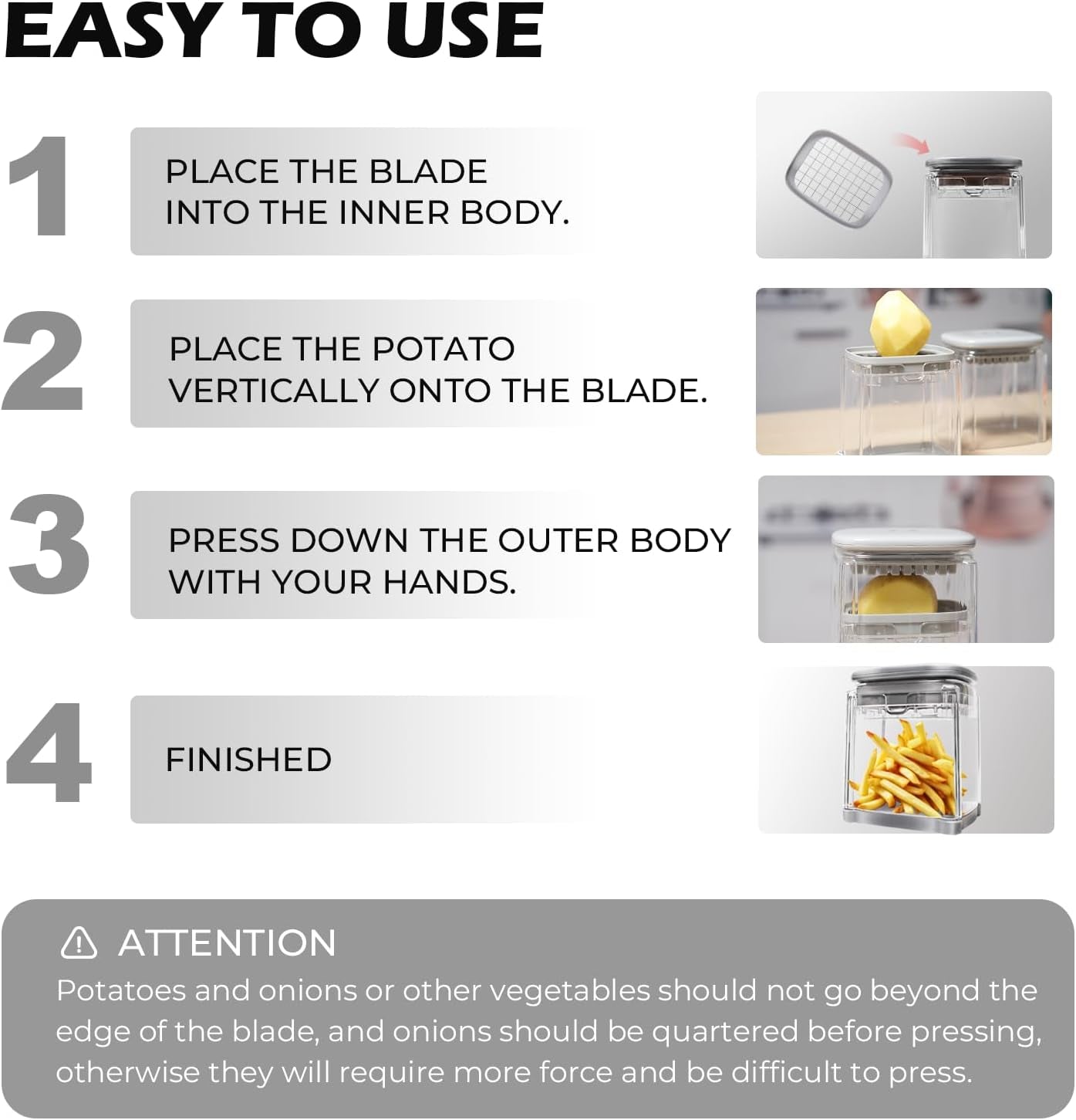 4-in-1 French Fry Cutter & Vegetable Chopper with Container