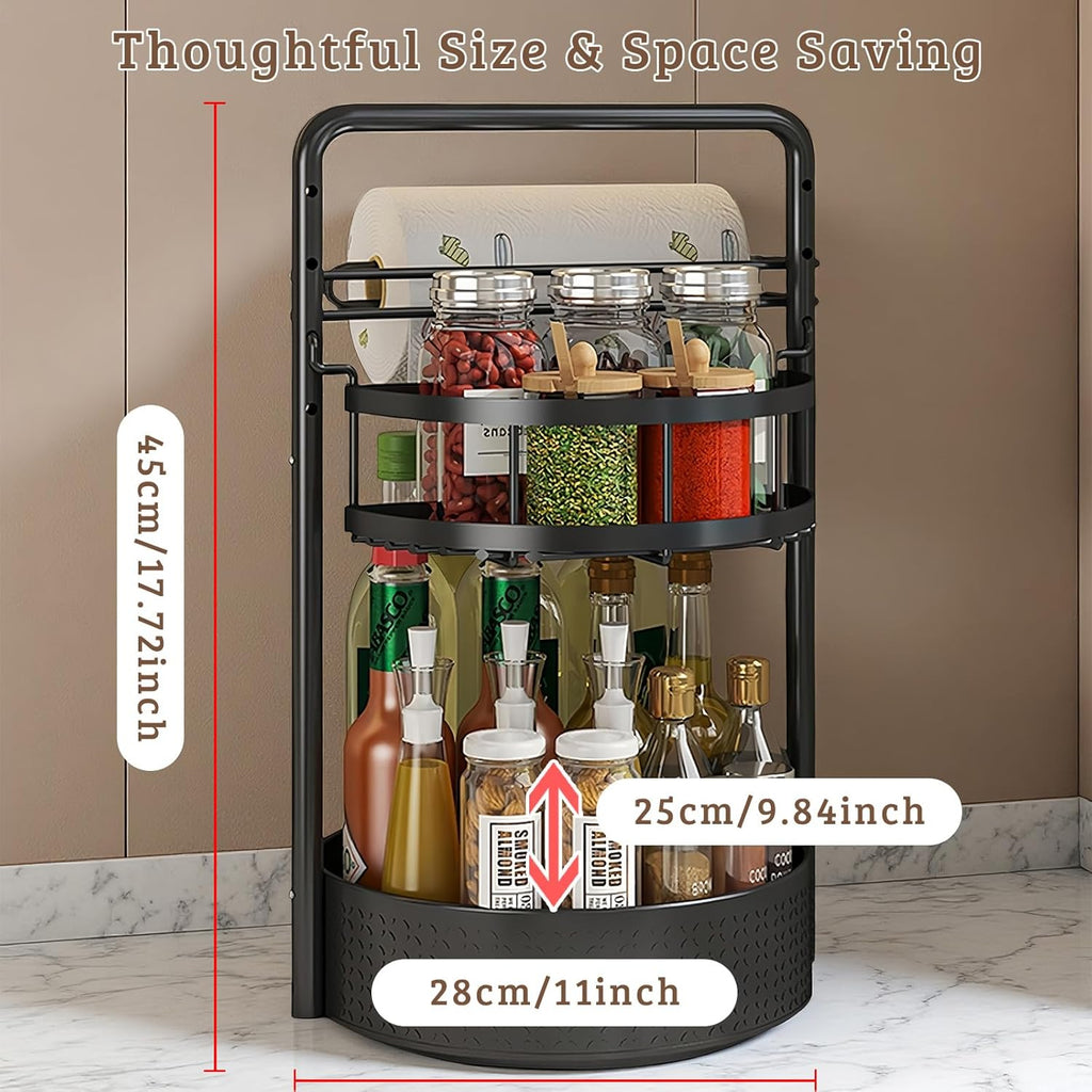 360° Rotating Spice Rack Organizer with Paper Towel Holder