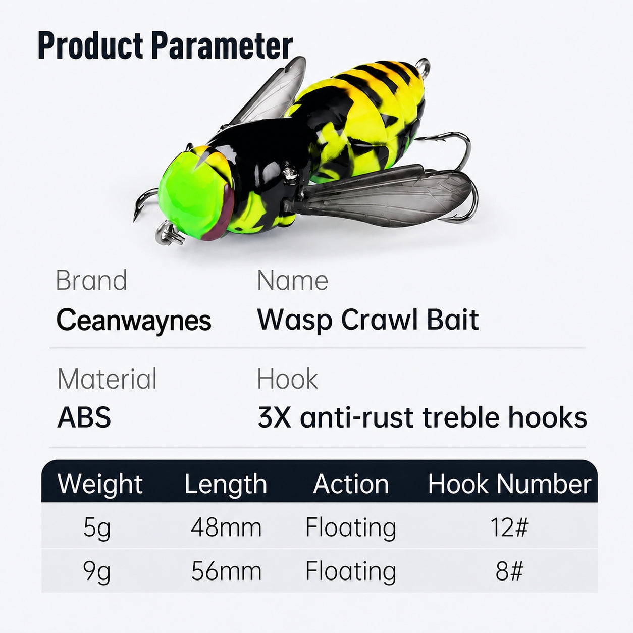 🐝 Bionic Wasp Crawl Bait - Topwater Micro Fishing Lure with Acoustic Noise Steel Balls for Bass & Pike Professional Anglers