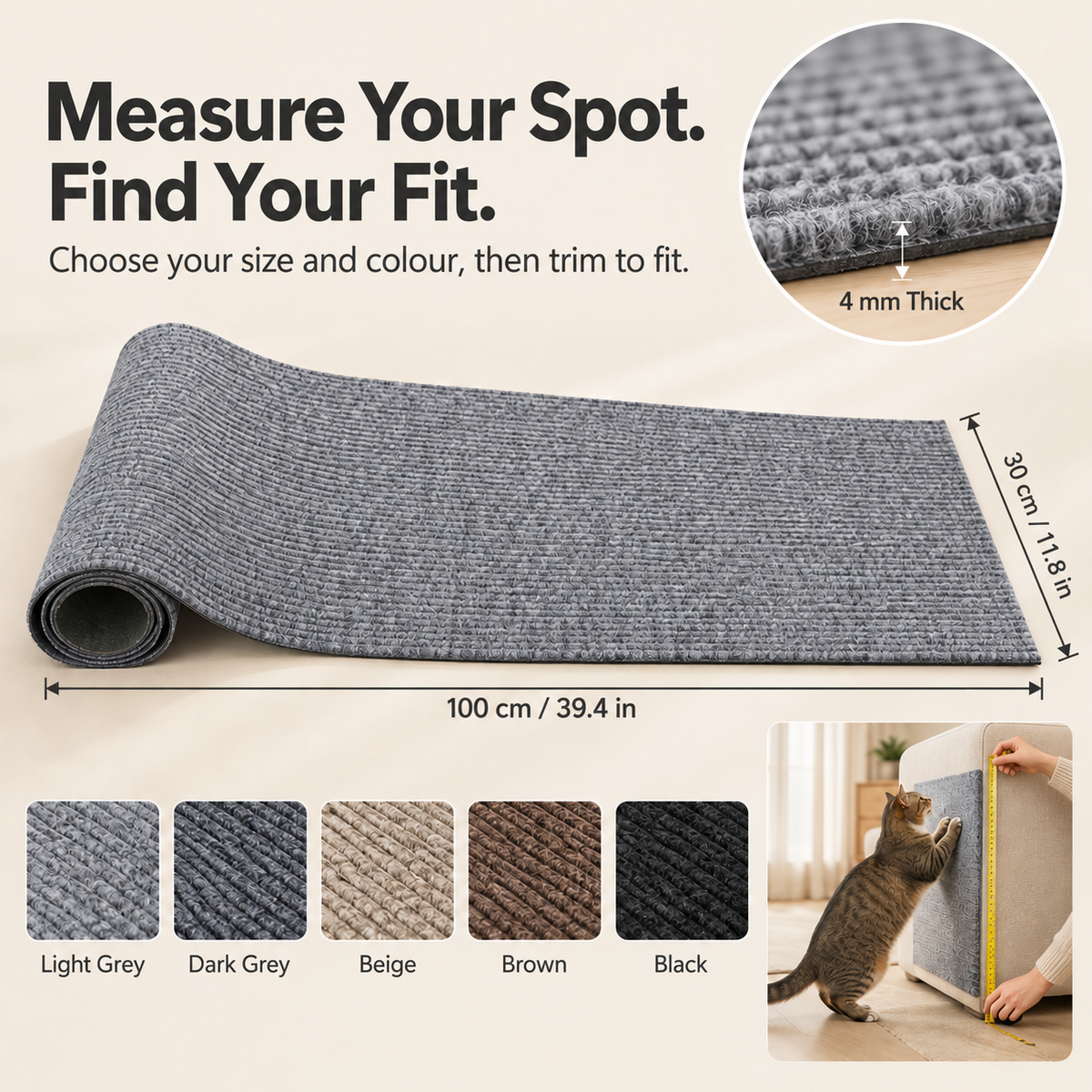 ⌛Limited-Time 50% Off🔥Self-Adhesive Cat Scratching Mat – Cut-to-Fit Furniture Protector
