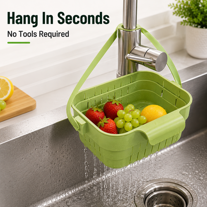 🥬 Foldable Over-Sink Drain Basket | Space-Saving Kitchen Strainer