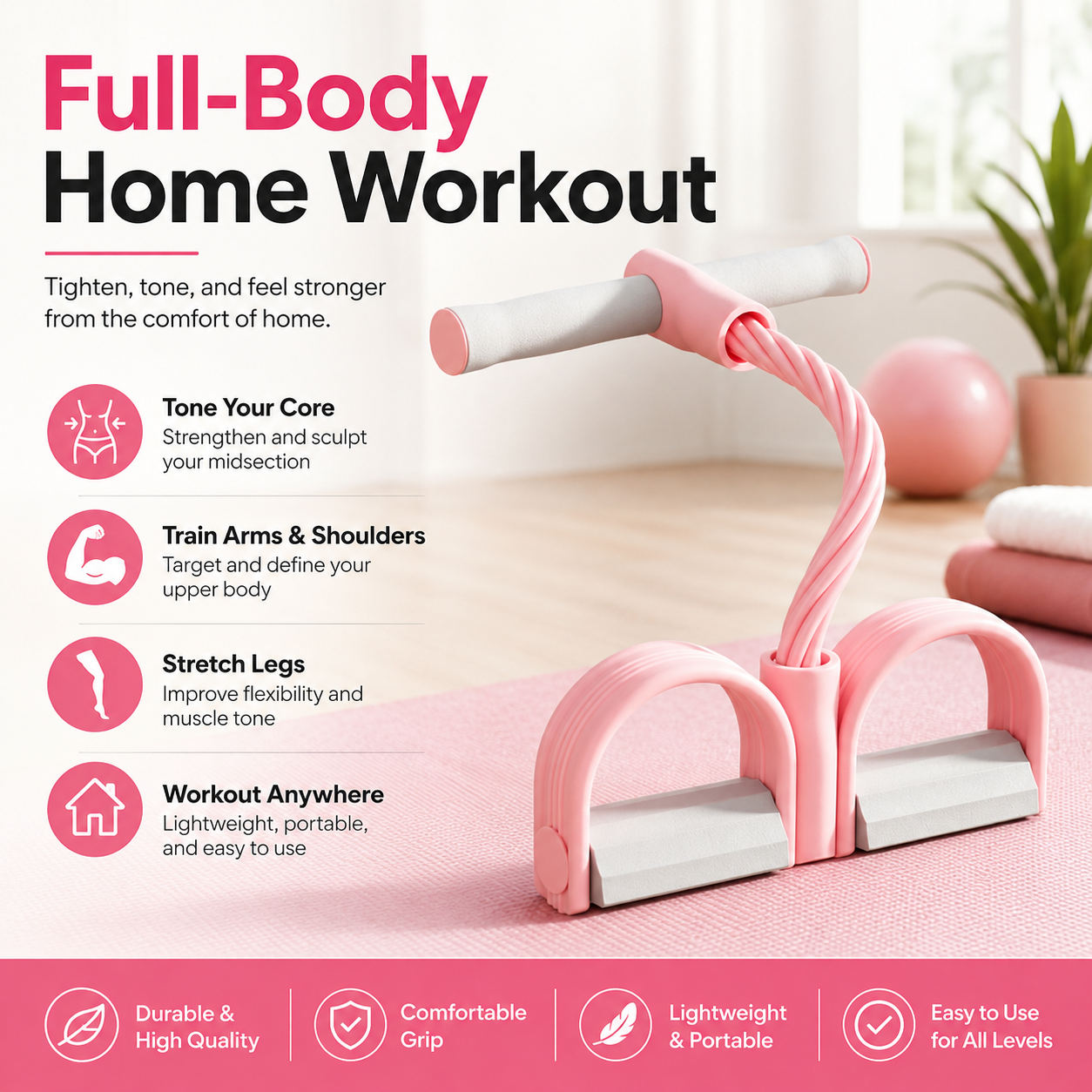 💪 Multifunction Pedal Resistance Band🏋️Abdomen/Waist/Arm/Leg Stretching Slimming Training