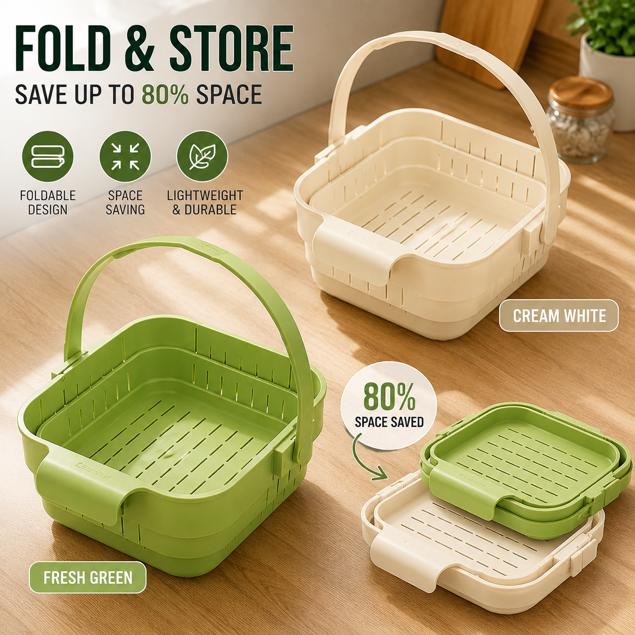 🥬 Foldable Over-Sink Drain Basket | Space-Saving Kitchen Strainer