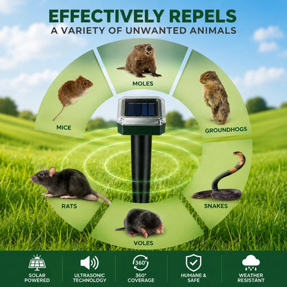 ☘️Solar Powered Waterproof Screw Mole Repellent