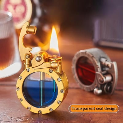 🎁Vintage Trench Lighter Transparent Kerosene Lighter Antique Steampunk Lighter Cool Unique Lighter for Men