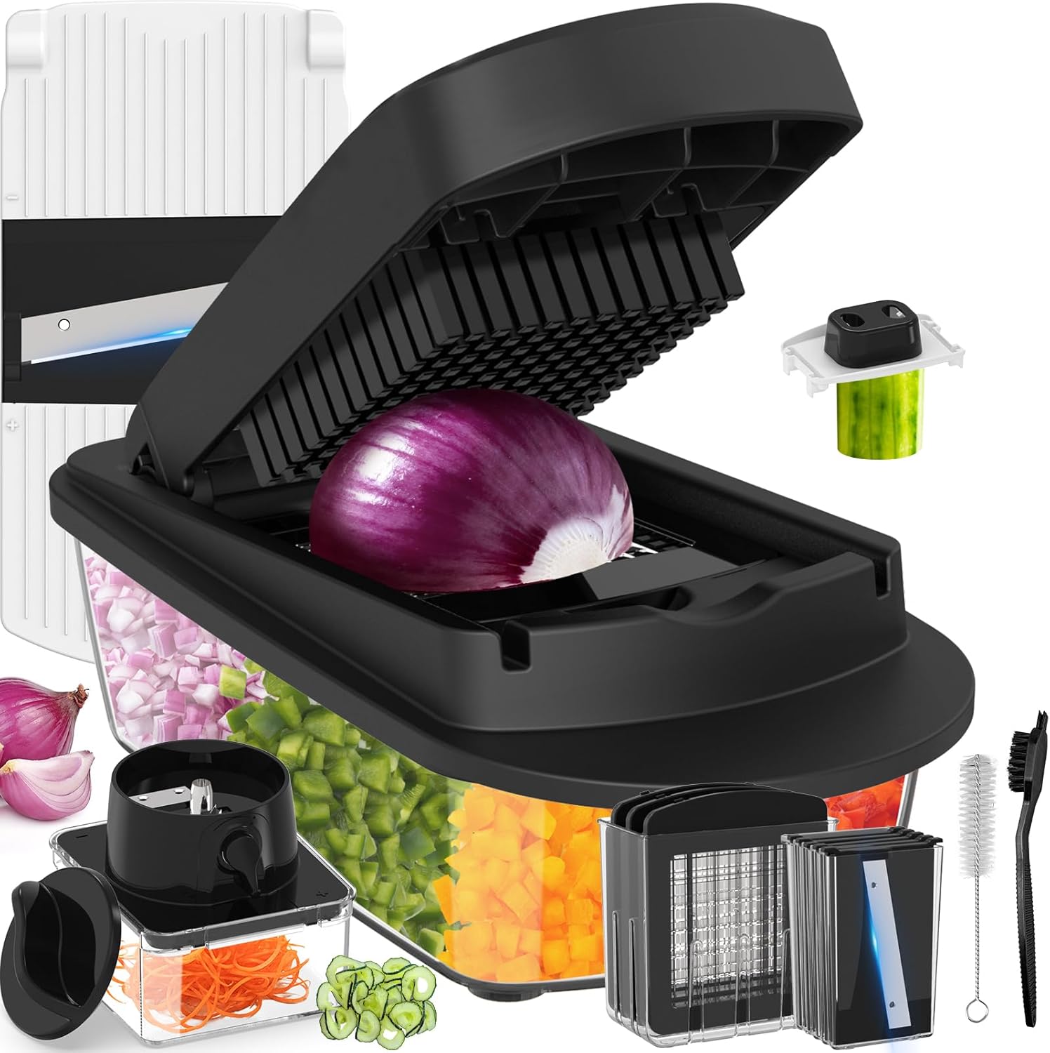 8-Blade All-in-One Vegetable Chopper & Mandoline Slicer with Container