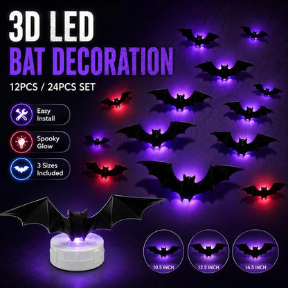 🔥 Last Day 50% OFF 🔥🦇Spooky 3D Bat LED Wall Light, Halloween Decor for Indoors and Outdoors👻