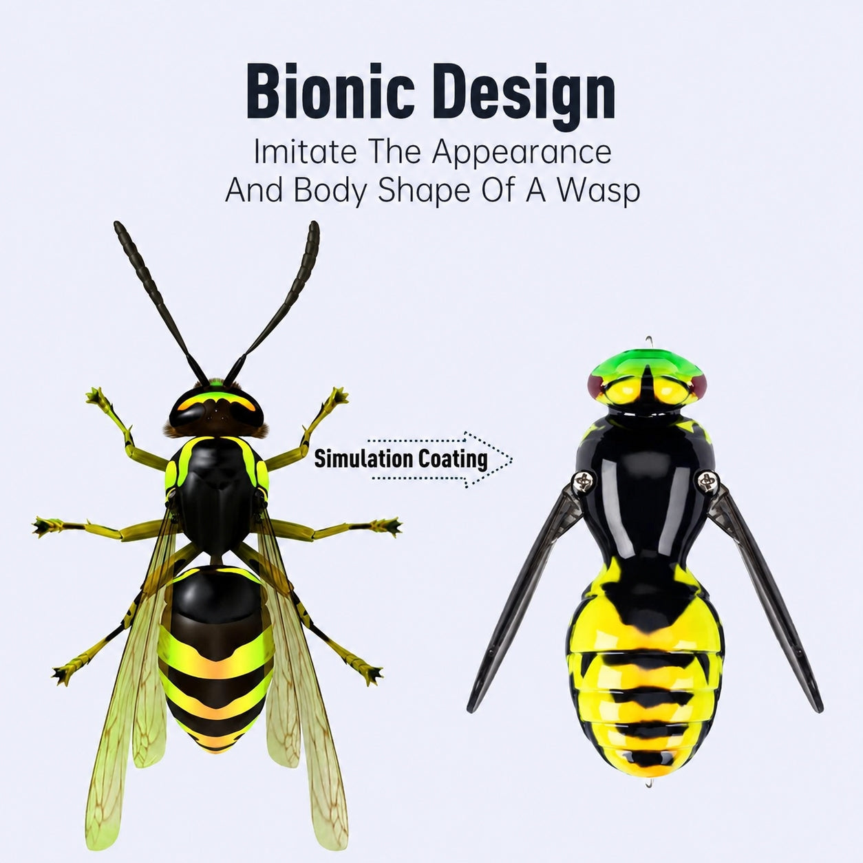 🐝 Bionic Wasp Crawl Bait - Topwater Micro Fishing Lure with Acoustic Noise Steel Balls for Bass & Pike Professional Anglers
