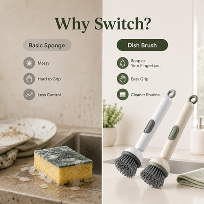 Press-to-Soap 360° Clean Brush 🧼✨No-mess clean brush with built-in soap dispenser, adjustable angles