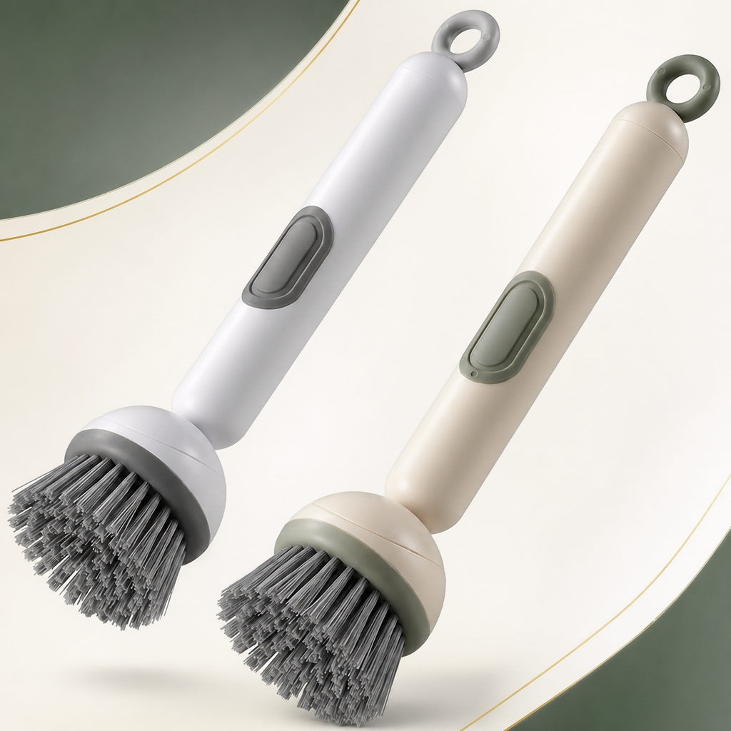 Press-to-Soap 360° Clean Brush 🧼✨No-mess clean brush with built-in soap dispenser, adjustable angles