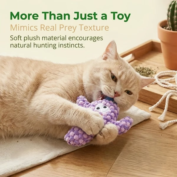 🎁🔥5pc Handmade Soft Cactus Kitten Chew Toys with Natural Catnip