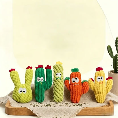 🎁🔥5pc Handmade Soft Cactus Kitten Chew Toys with Natural Catnip