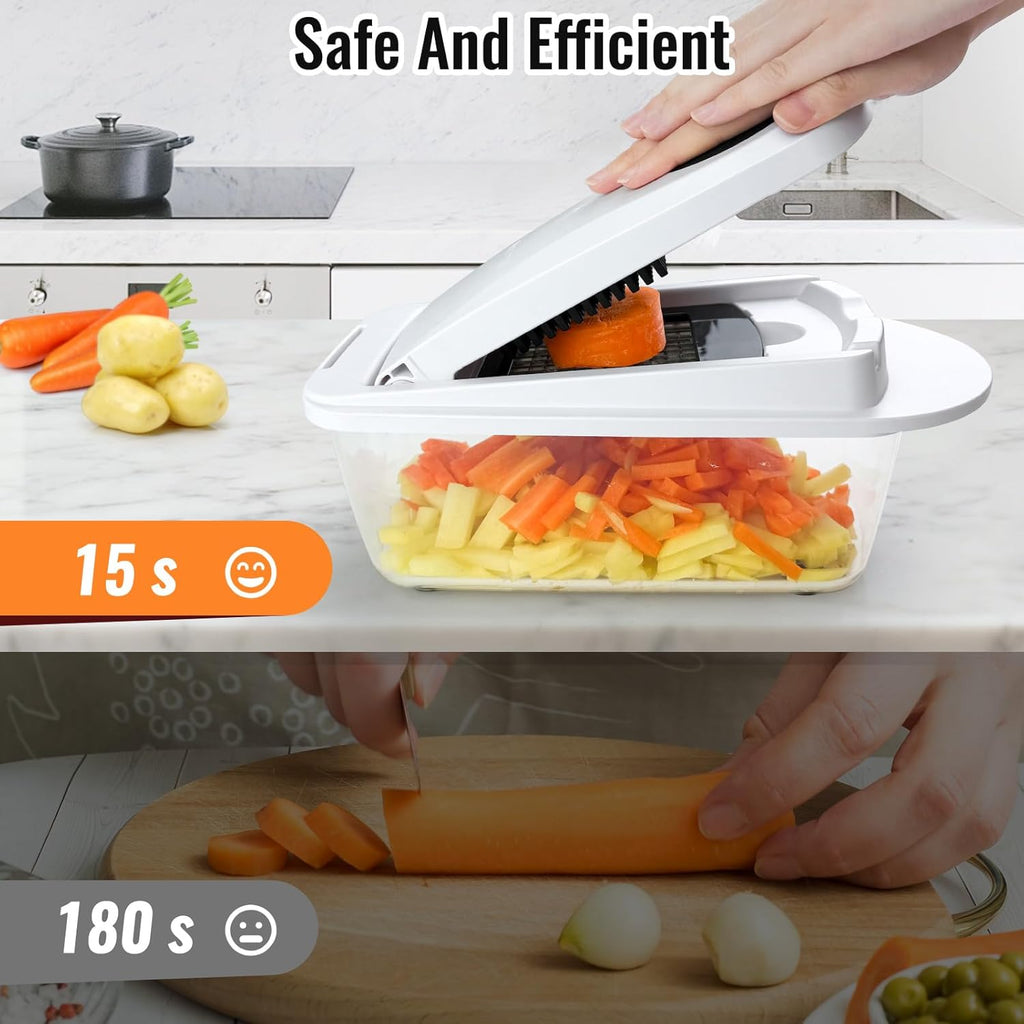 8-Blade All-in-One Vegetable Chopper & Mandoline Slicer with Container