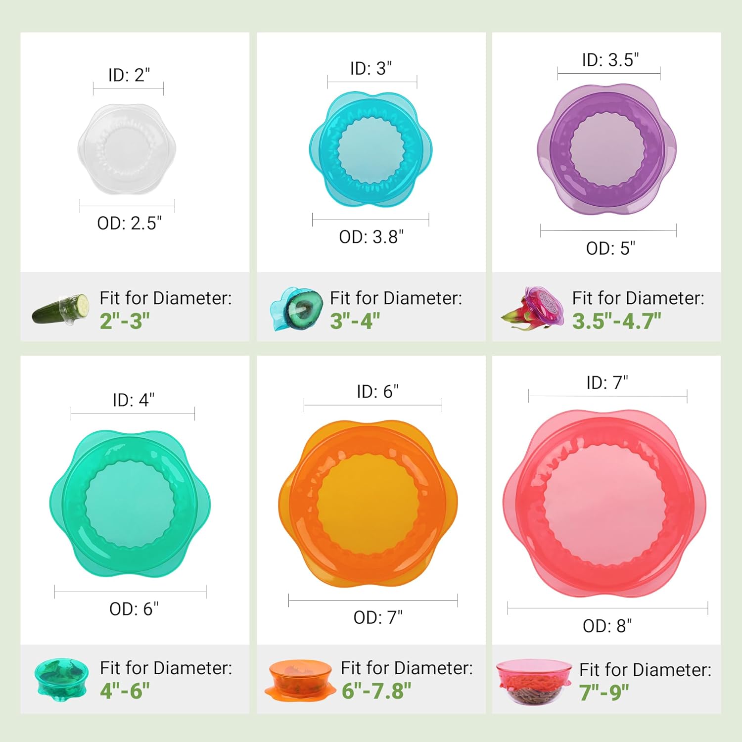Reusable Silicone Stretch Lids Set