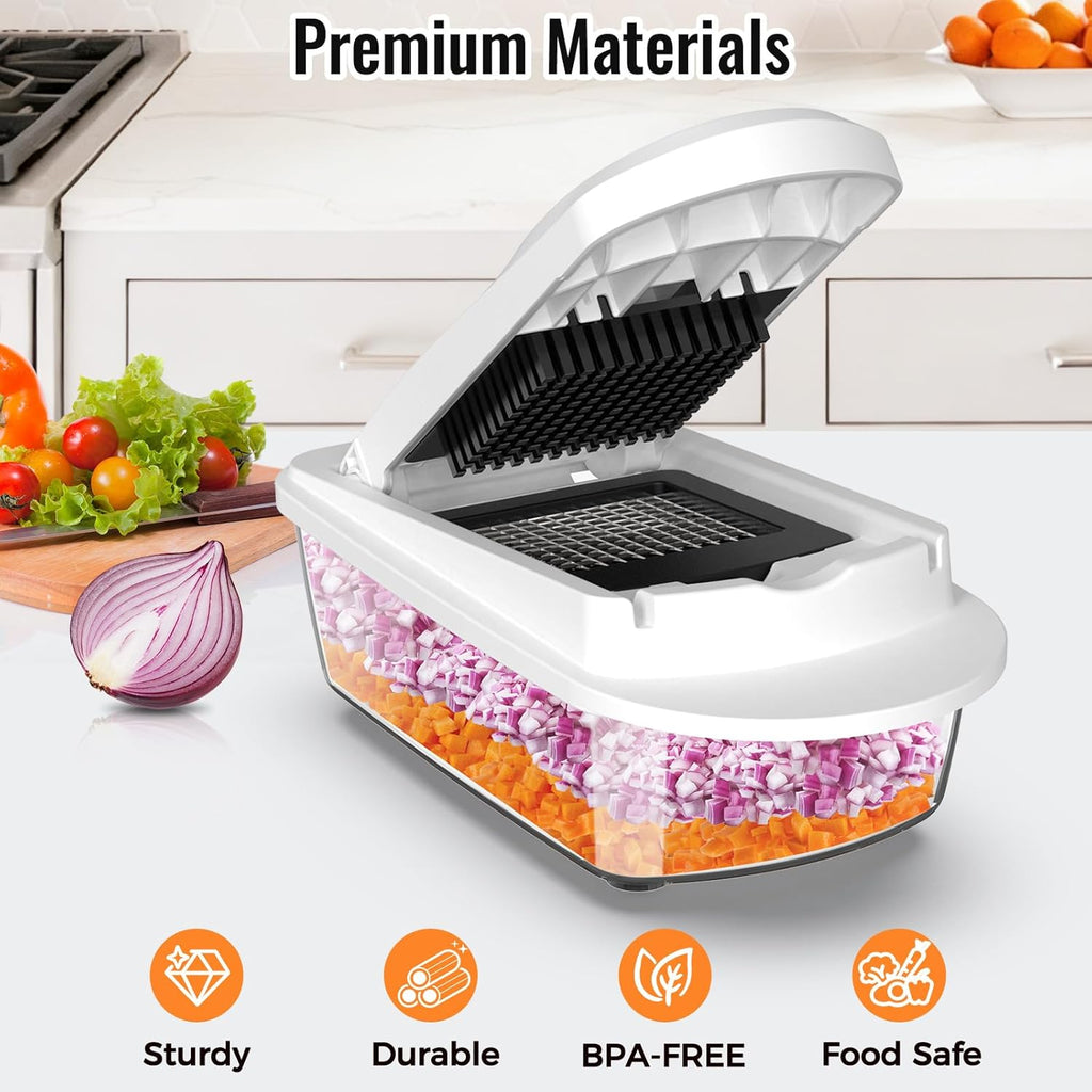 8-Blade All-in-One Vegetable Chopper & Mandoline Slicer with Container
