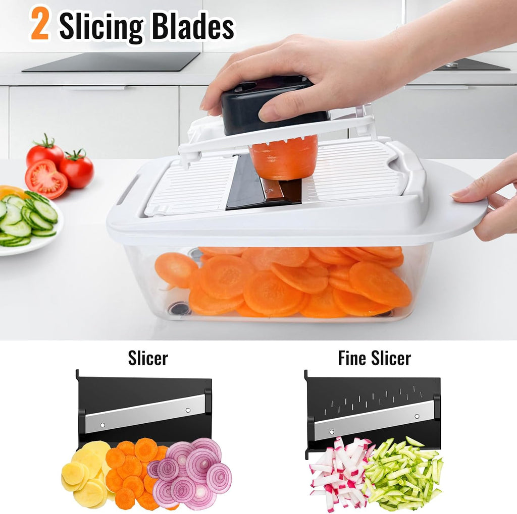 8-Blade All-in-One Vegetable Chopper & Mandoline Slicer with Container