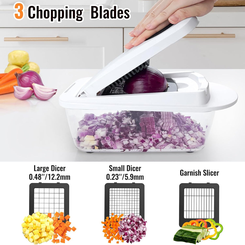 8-Blade All-in-One Vegetable Chopper & Mandoline Slicer with Container