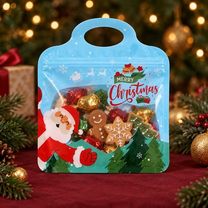 💖LAST DAY SALE 50% OFF!!🎁Easy Fill, Easy Seal🎄 Festive Self-Seal Treat Bags – Santa & Snowman Print | Resealable, Food-Safe & Perfect for Cookies, Chocolates & Little Gifts 🎅⛄
