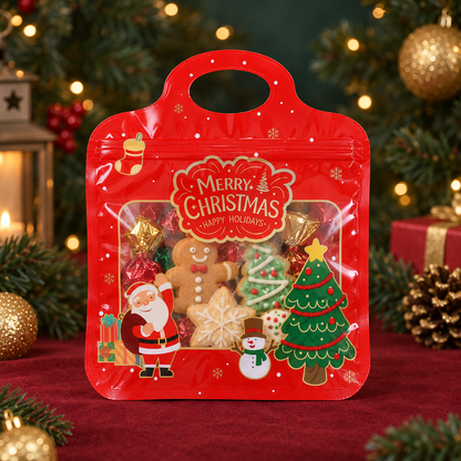 💖LAST DAY SALE 50% OFF!!🎁Easy Fill, Easy Seal🎄 Festive Self-Seal Treat Bags – Santa & Snowman Print | Resealable, Food-Safe & Perfect for Cookies, Chocolates & Little Gifts 🎅⛄