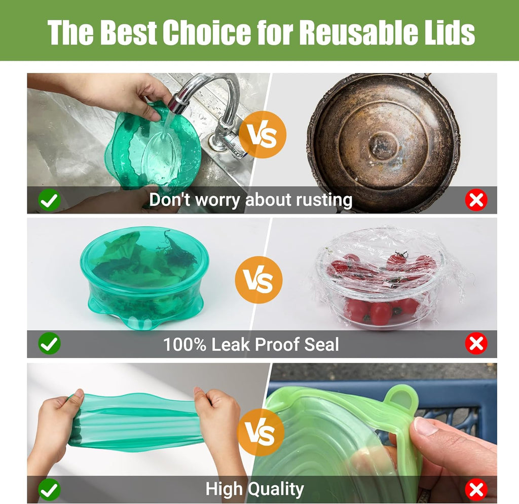 Reusable Silicone Stretch Lids Set