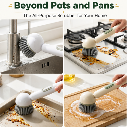 Press-to-Soap 360° Clean Brush 🧼✨No-mess clean brush with built-in soap dispenser, adjustable angles