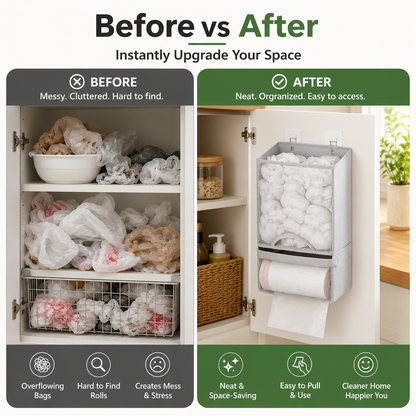 2-in-1 Plastic Bag Holder | Extra Large Kitchen Bag Organizer