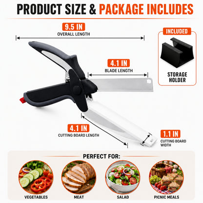 🍅 Slice, Cut & Serve Faster —✂️2-in-1 Kitchen Scissors with Built-In Cutting Board for Easy Meal Prep