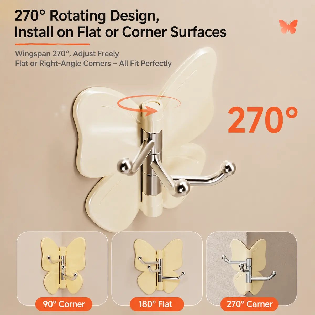 🔥2026 HOT SALE - 🦋No Drilling Swivel Butterfly Hook