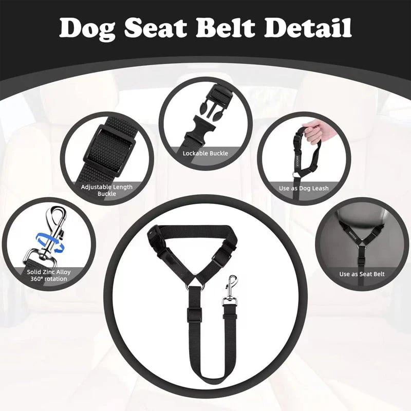 🐾 2-in-1 Dog Car Seat Belt & Walking Leash — Adjustable Pet Travel Restraint for Safer Car Rides