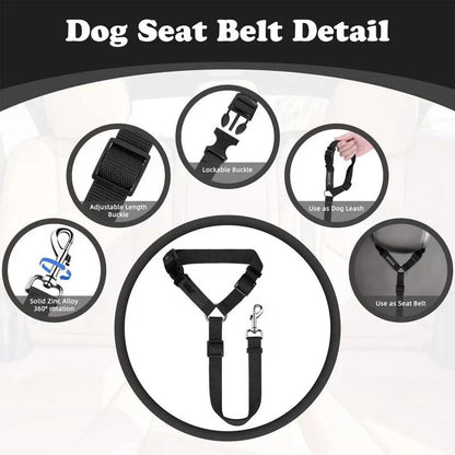 🐾 2-in-1 Dog Car Seat Belt & Walking Leash — Adjustable Pet Travel Restraint for Safer Car Rides