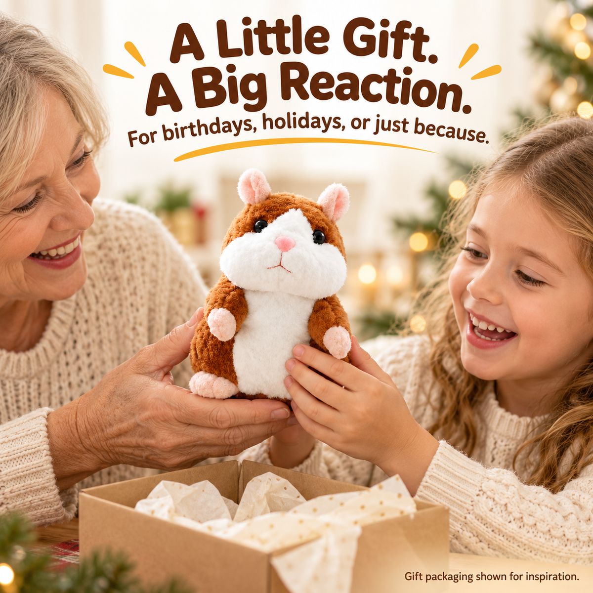 🎄Christmas Early Bird Special—Only 3 Days Left⌛ Talking Hamster Plush – Repeats What You Say in a Funny Voice