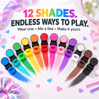 12-Color Temporary Hair Chalk Set – Clip-On Applicators for Rainbow Highlights & Festival Looks