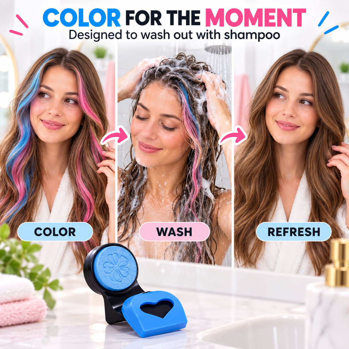 12-Color Temporary Hair Chalk Set – Clip-On Applicators for Rainbow Highlights & Festival Looks