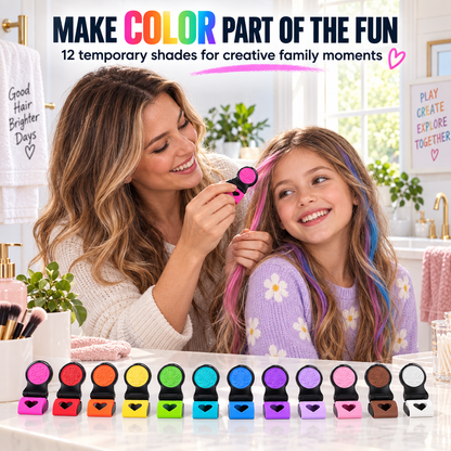 12-Color Temporary Hair Chalk Set – Clip-On Applicators for Rainbow Highlights & Festival Looks
