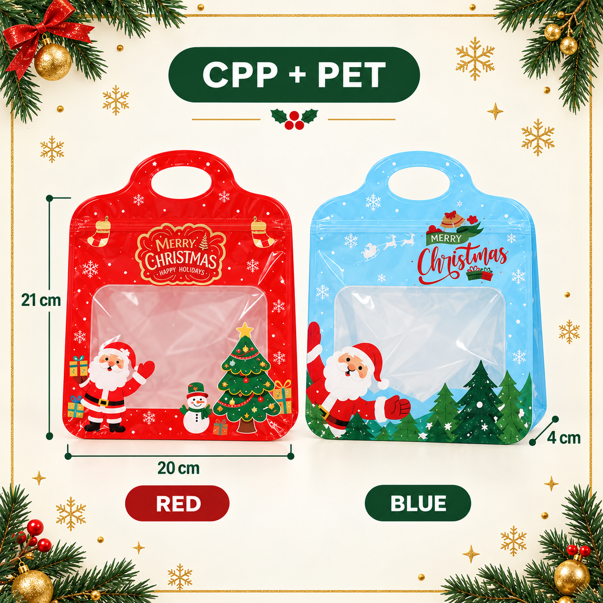 💖LAST DAY SALE 50% OFF!!🎁Easy Fill, Easy Seal🎄 Festive Self-Seal Treat Bags – Santa & Snowman Print | Resealable, Food-Safe & Perfect for Cookies, Chocolates & Little Gifts 🎅⛄