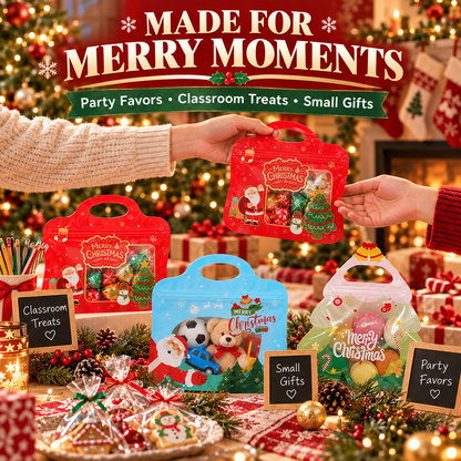 💖LAST DAY SALE 50% OFF!!🎁Easy Fill, Easy Seal🎄 Festive Self-Seal Treat Bags – Santa & Snowman Print | Resealable, Food-Safe & Perfect for Cookies, Chocolates & Little Gifts 🎅⛄