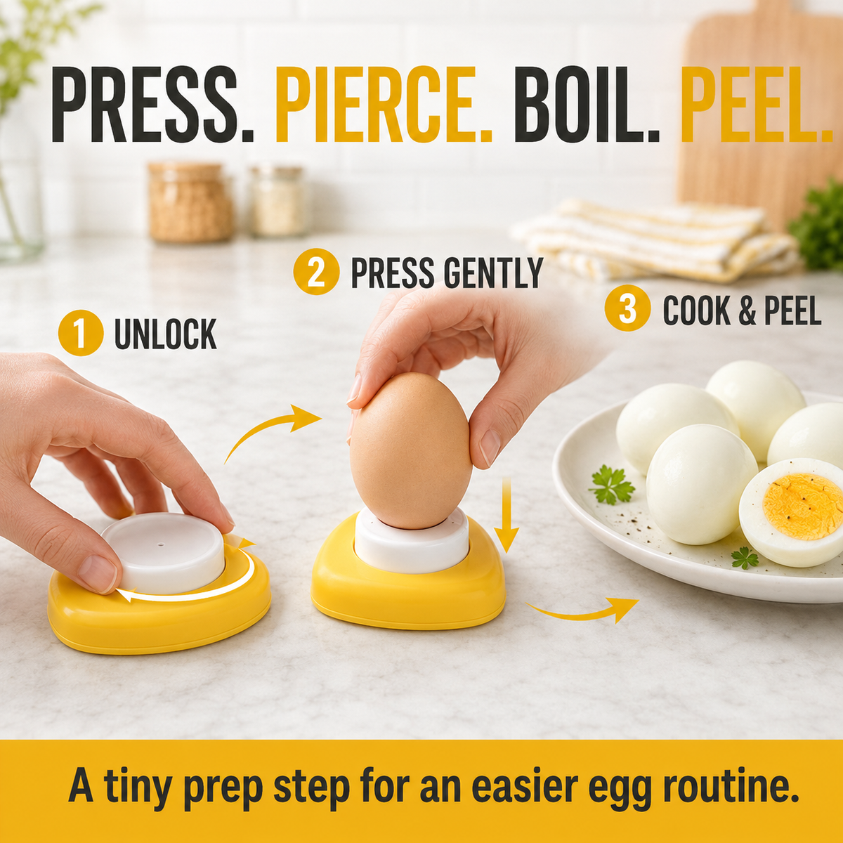 🔥Last Day Sale🔥 2PCS Egg Piercer for Easier Peeling & Fewer Cracked Eggs – Safety-Lock Boiled Egg Prep Tool