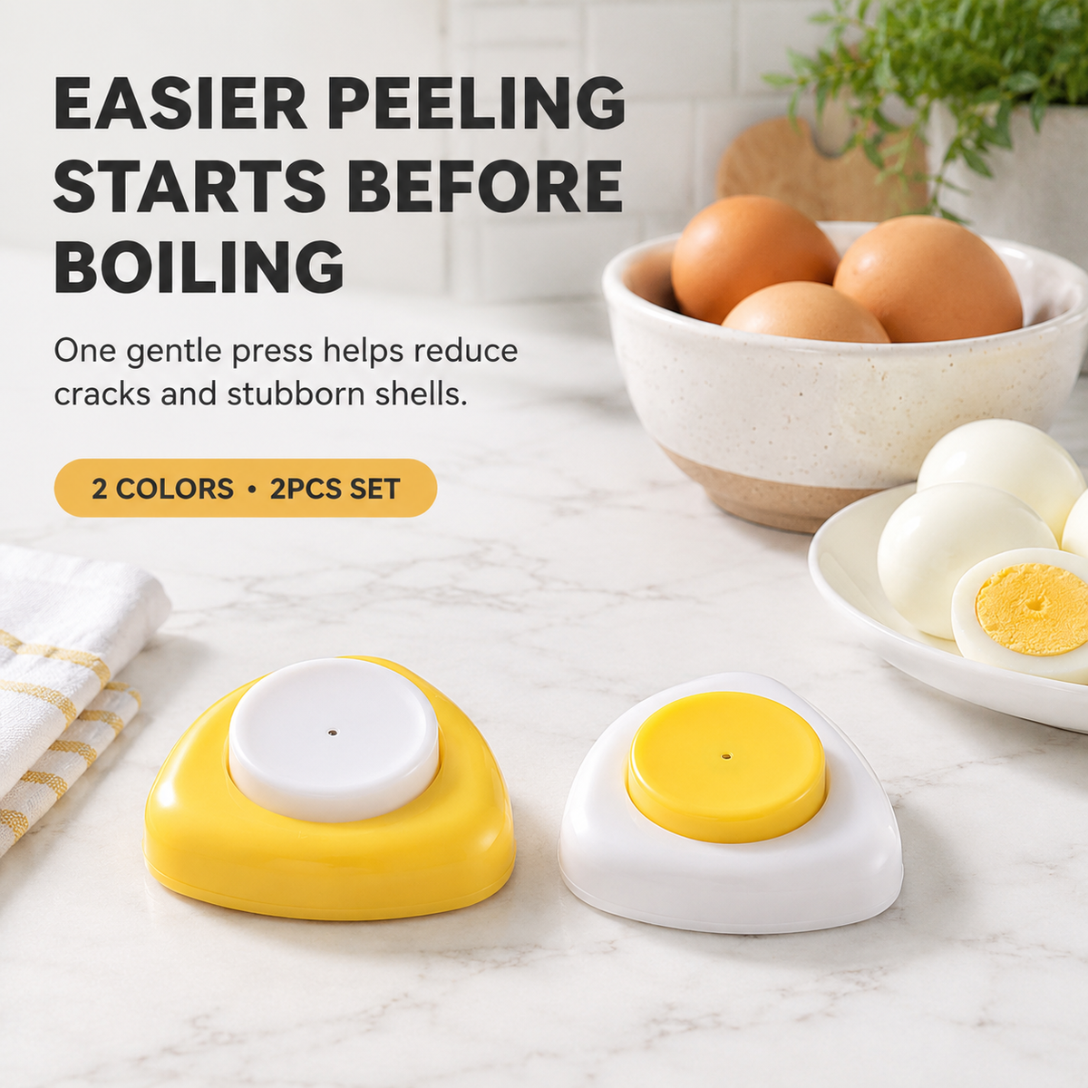 🔥Last Day Sale🔥 2PCS Egg Piercer for Easier Peeling & Fewer Cracked Eggs – Safety-Lock Boiled Egg Prep Tool
