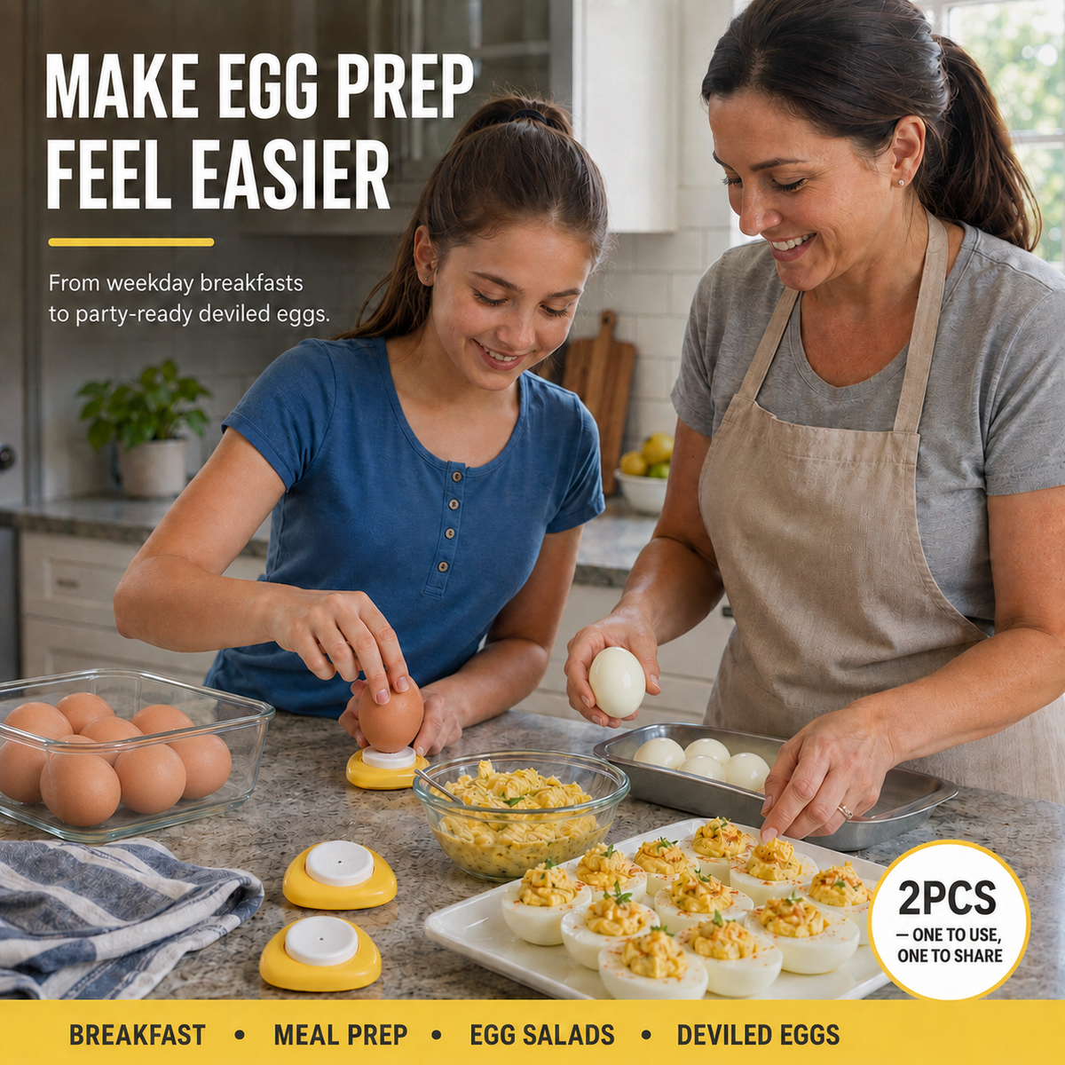 🔥Last Day Sale🔥 2PCS Egg Piercer for Easier Peeling & Fewer Cracked Eggs – Safety-Lock Boiled Egg Prep Tool