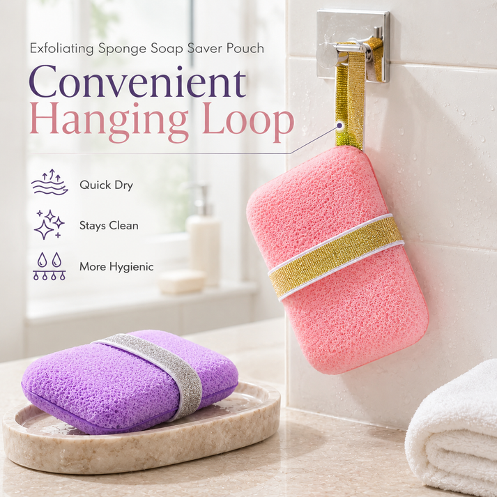 Exfoliating Sponge Soap Saver Pouch
