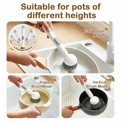 Press-to-Soap 360° Clean Brush 🧼✨No-mess clean brush with built-in soap dispenser, adjustable angles