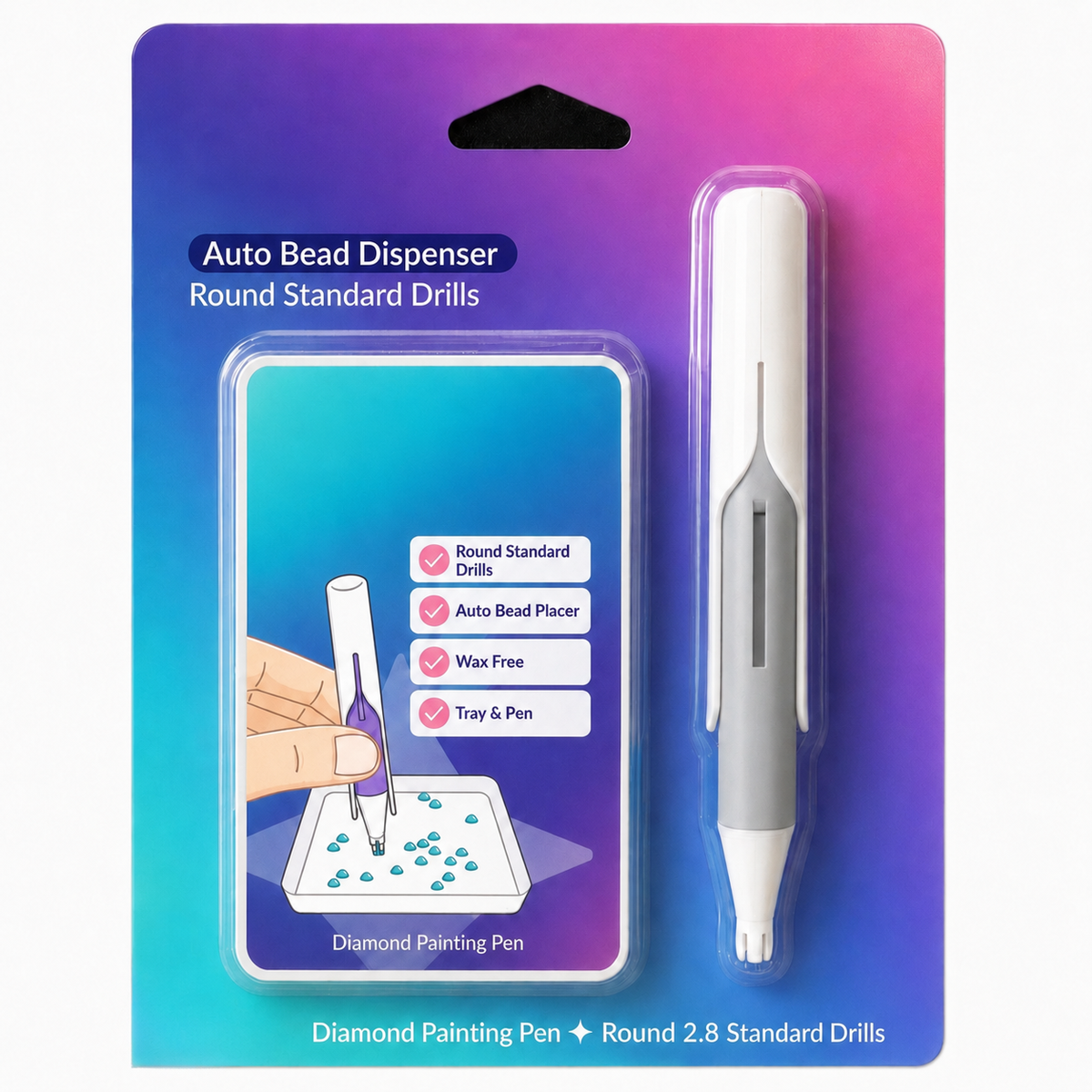 🔥Last Day 50% OFF 💎 Automatic Diamond Painting Bead dispenser | Wax-Free Round Drill Pen for Faster, Easier Crafting ✨
