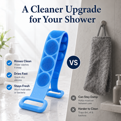 🔥LAST DAY -BUY 2 GET 2 FREE-$8.74 EACH🎁 Double-Sided Silicone Back Scrubber – Long Exfoliating Bath Brush🛁