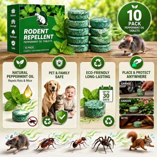 💥 Natural Peppermint Rodent Repellent Tablets – 10 Pack
