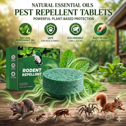 💥 Natural Peppermint Rodent Repellent Tablets – 10 Pack