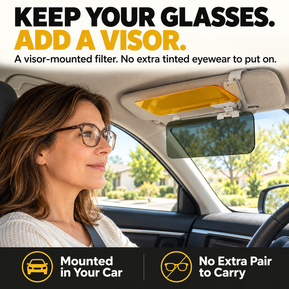 🔥Early Black Friday Sale🎉Dual-Panel Clip-On Car Visor | Save 50% on the 2-Pack
